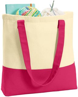 Port Authority® Colorblock Cotton Tote Bag 15.5"h x 14.25"w x 4.5"d